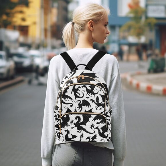 9577 Mini Backpack Silhouette Dragon Mini Backpack Purse Lightweight Small main image 4